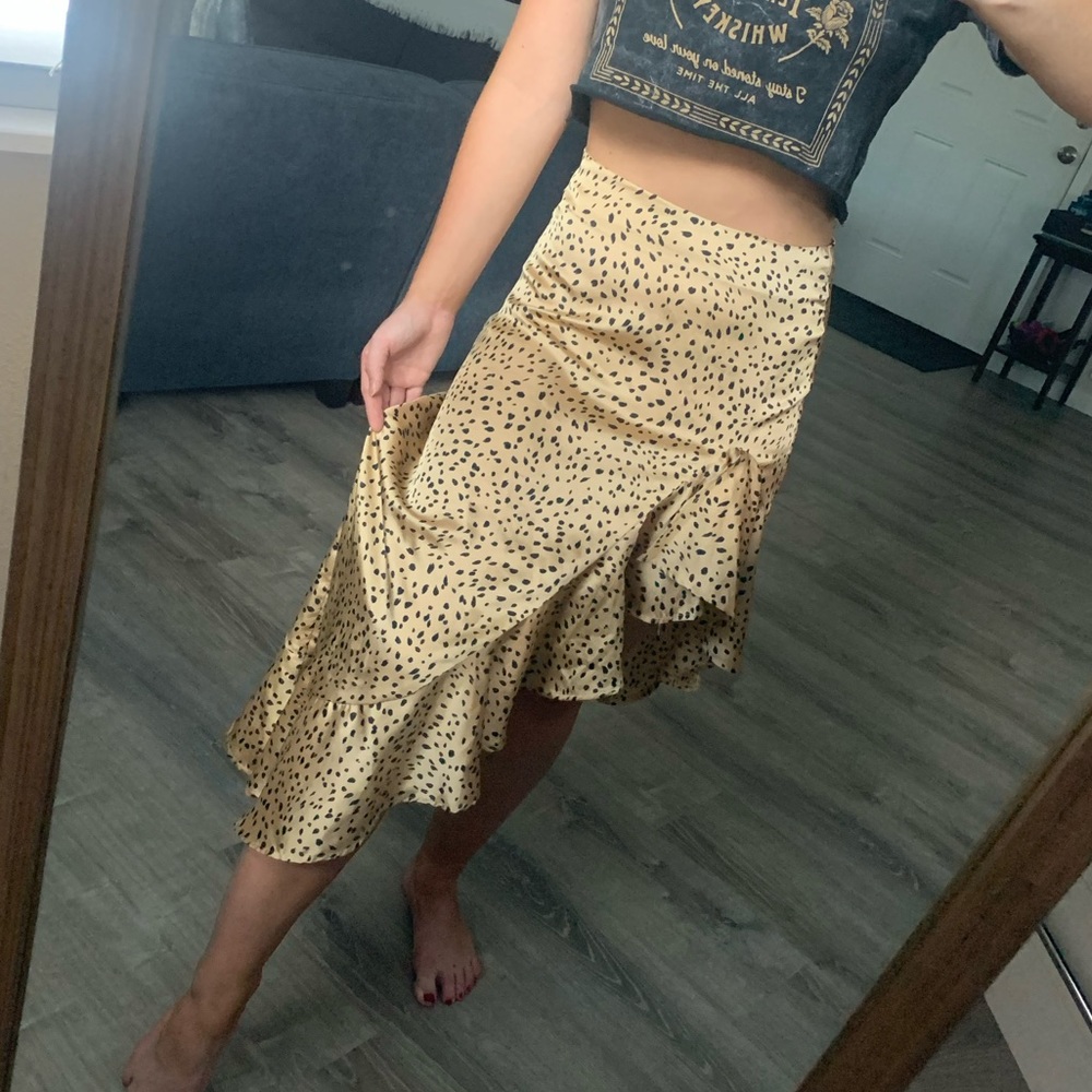 Leopard silk skirt